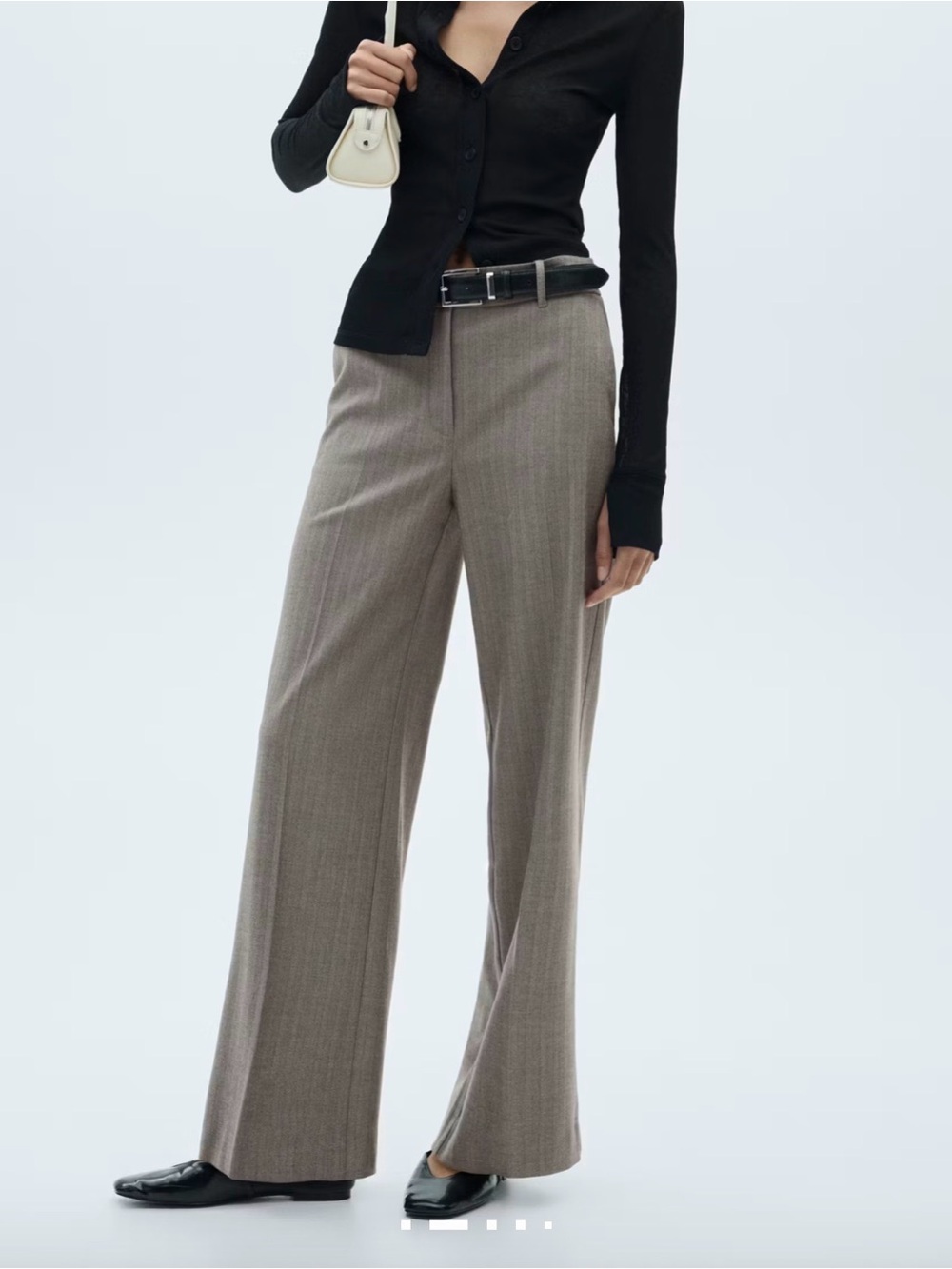 MANGO STRAIGHT WIDE LEG MID-RISE TROUSERS SZ 6